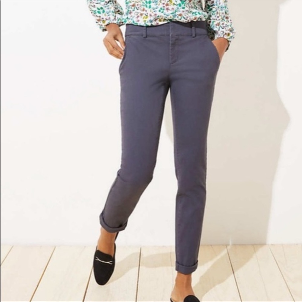 Loft Julie Skinny Pants, Coastal Gray (Slate), Size 10